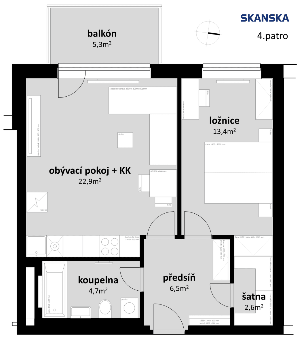 Pronájem bytu 2+kk 52 m², Sedlářova, Praha, Praha Pronájem bytu 2+kk 52 m², Sedlářova, Praha, Praha