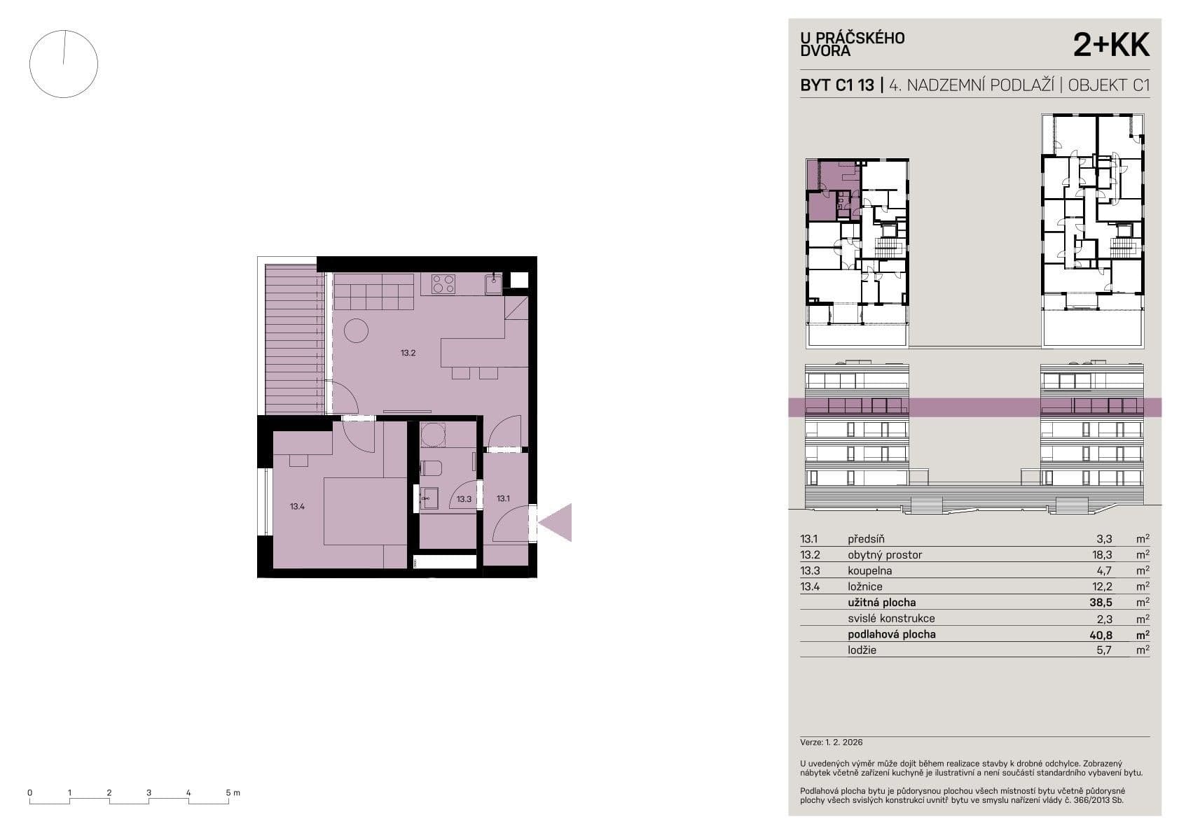Pronájem bytu 2+kk 38 m², Práčská, Praha, Praha Pronájem bytu 2+kk 38 m², Práčská, Praha, Praha