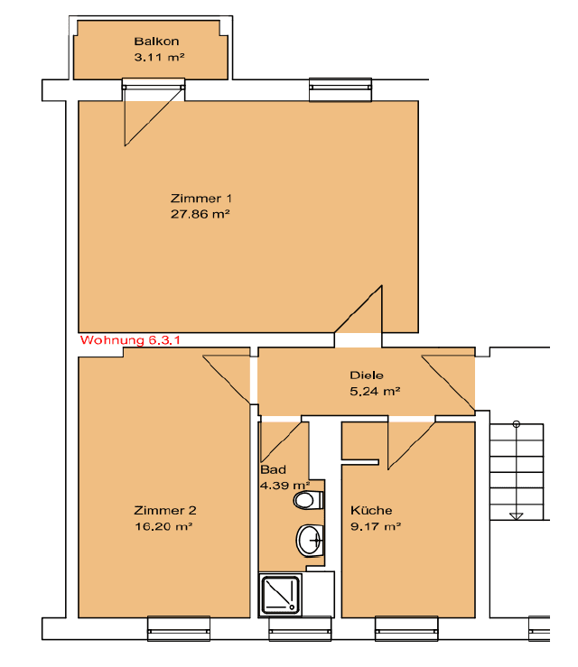 Pronájem bytu 2+1 65 m², Eisnerstraße 6, Magdeburg, Sasko-Anhaltsko Pronájem bytu 2+1 65 m², Eisnerstraße 6, Magdeburg, Sasko-Anhaltsko