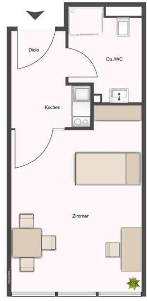 Pronájem bytu 1+1 24 m², Am Wald 3, Ober-Olm, Porýní-Falc Pronájem bytu 1+1 24 m², Am Wald 3, Ober-Olm, Porýní-Falc