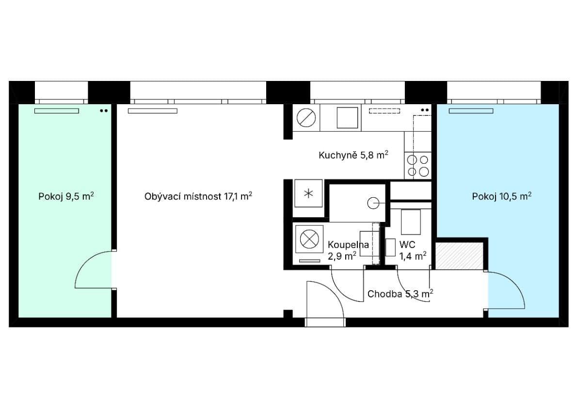 Pronájem bytu 3+1 53 m², Šluknovská, Praha, Praha Pronájem bytu 3+1 53 m², Šluknovská, Praha, Praha