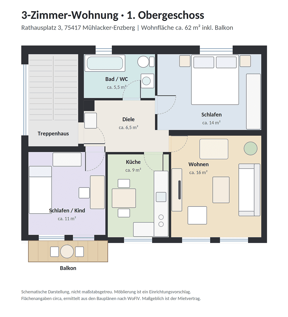 Pronájem bytu 3+1 62 m², Rathausplatz 3, Mühlacker, Bádensko-Württembersko Pronájem bytu 3+1 62 m², Rathausplatz 3, Mühlacker, Bádensko-Württembersko