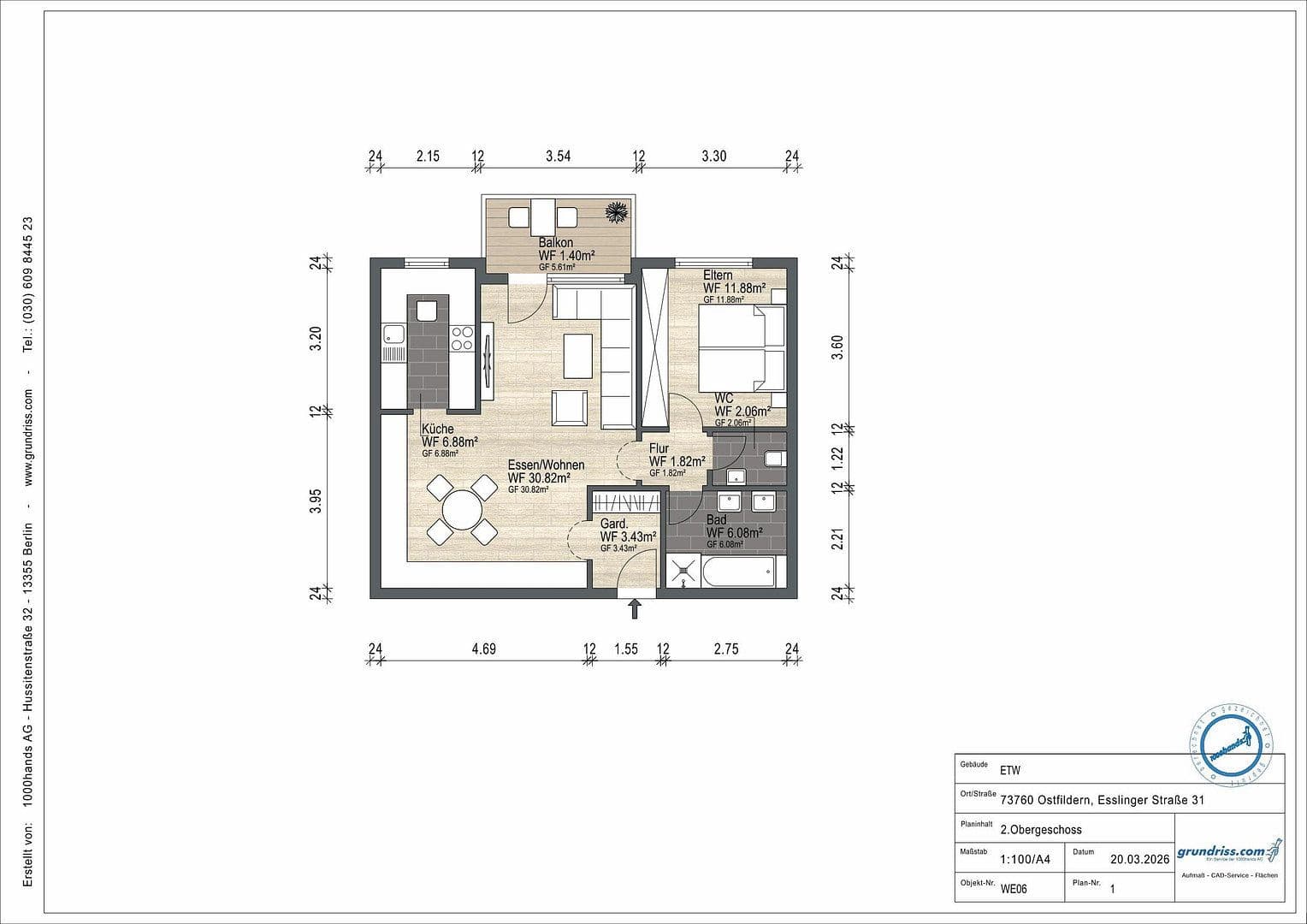Pronájem bytu 2+kk 64 m², Esslinger Str. 31, Ostfildern, Bádensko-Württembersko Pronájem bytu 2+kk 64 m², Esslinger Str. 31, Ostfildern, Bádensko-Württembersko