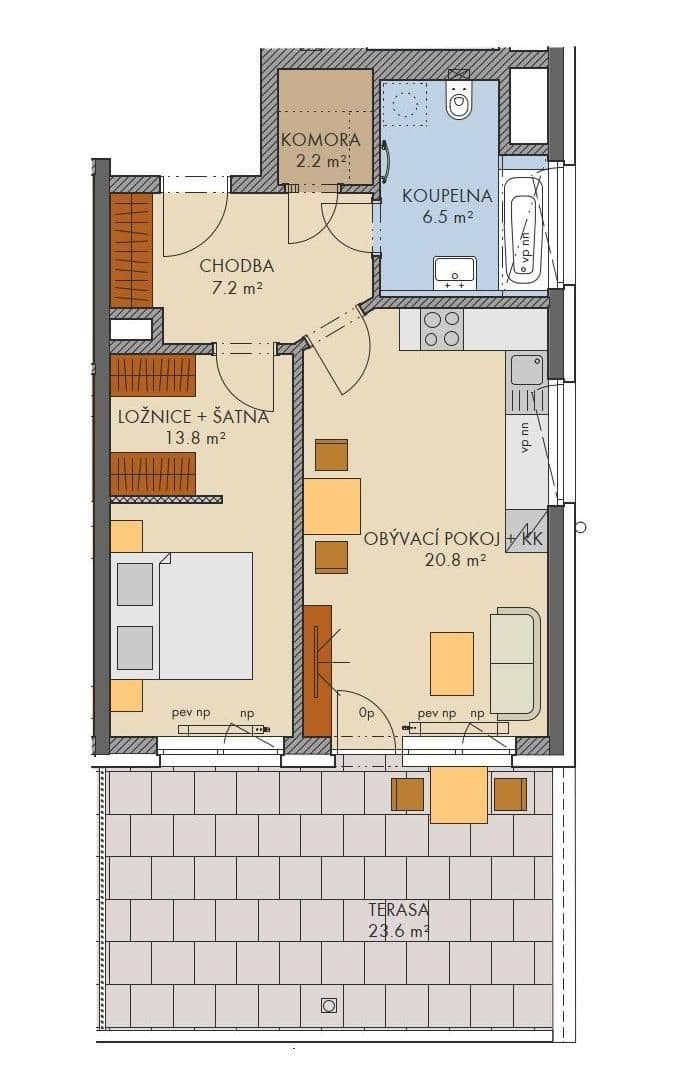 Pronájem bytu 2+kk 52 m², Praha, Praha Pronájem bytu 2+kk 52 m², Praha, Praha