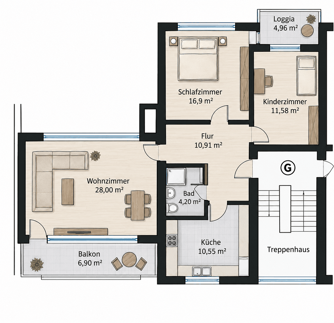 Prodej bytu 3+1 89 m², Von-Escherte-Straße 8, Hannover, Dolní Sasko Prodej bytu 3+1 89 m², Von-Escherte-Straße 8, Hannover, Dolní Sasko