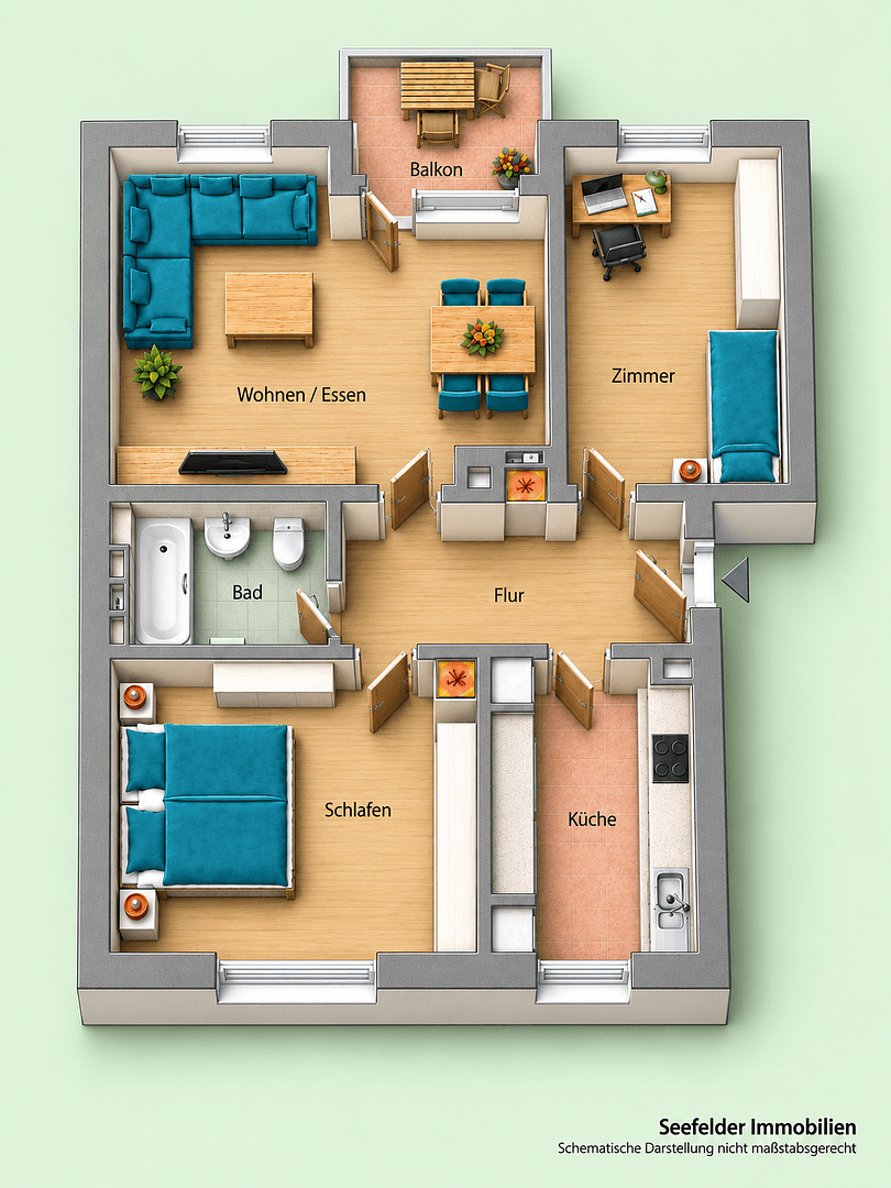 Pronájem bytu 3+1 68 m², Ulm, Bádensko-Württembersko Pronájem bytu 3+1 68 m², Ulm, Bádensko-Württembersko