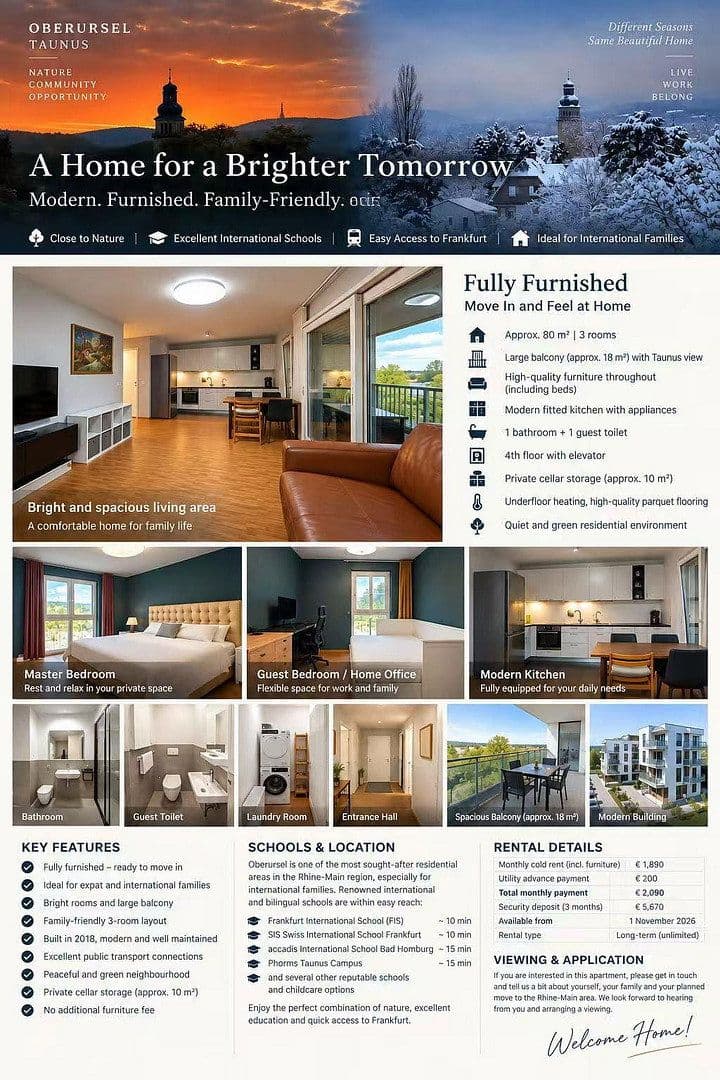 Pronájem bytu 3+1 80 m², Im Setzling 39, Oberursel (Taunus), Hessen Pronájem bytu 3+1 80 m², Im Setzling 39, Oberursel (Taunus), Hessen
