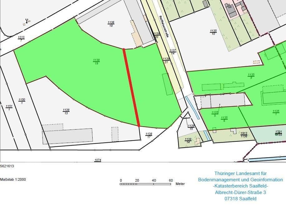 Prodej pozemku 9.937 m², Oststraße / Raiffeisenstraße (Flur 15, Flurstück 1138/19), Rudolstadt, Durynsko Prodej pozemku 9.937 m², Oststraße / Raiffeisenstraße (Flur 15, Flurstück 1138/19), Rudolstadt, Durynsko