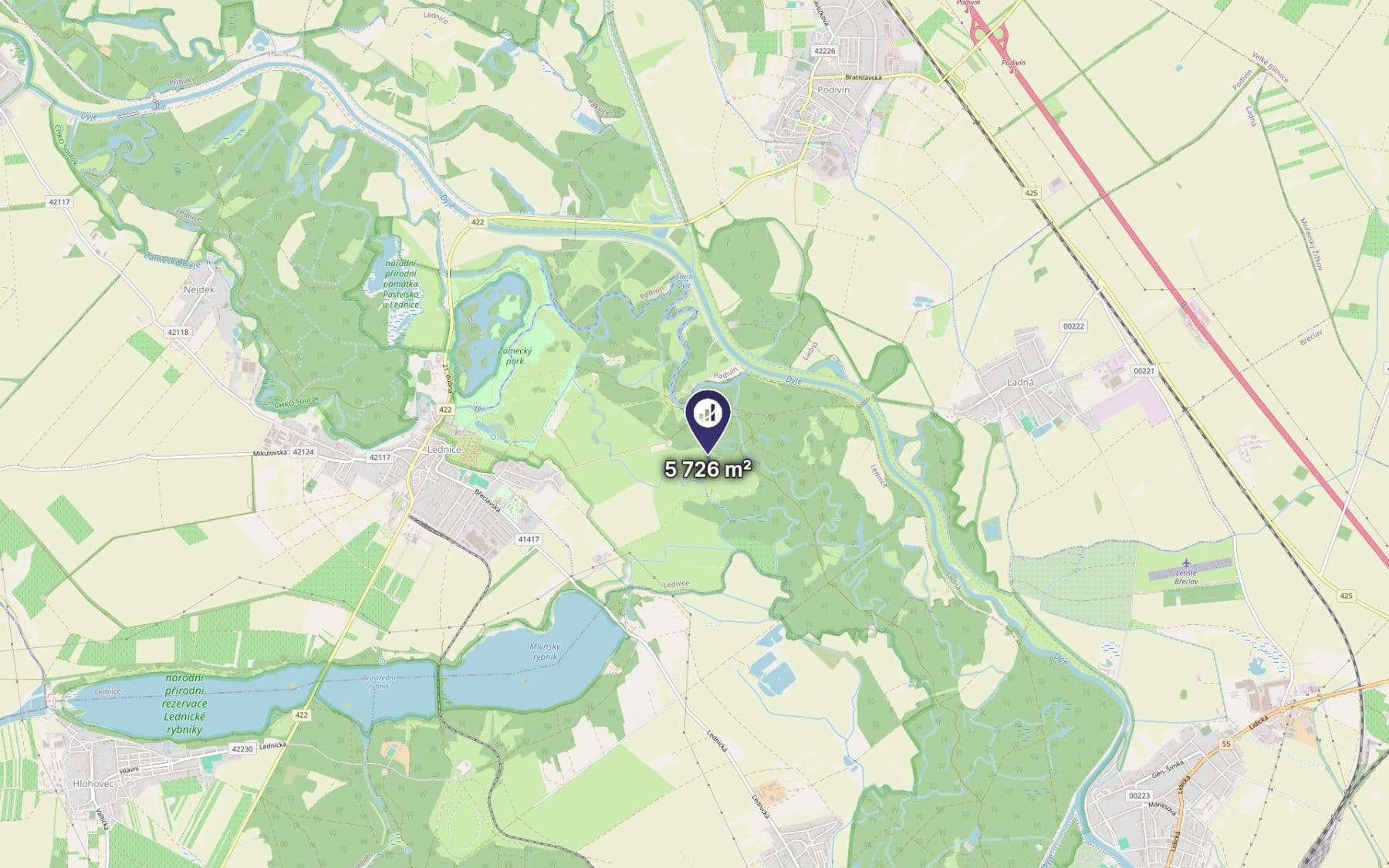 Prodej pozemku 5.726 m², Lednice, Jihomoravský kraj Prodej pozemku 5.726 m², Lednice, Jihomoravský kraj