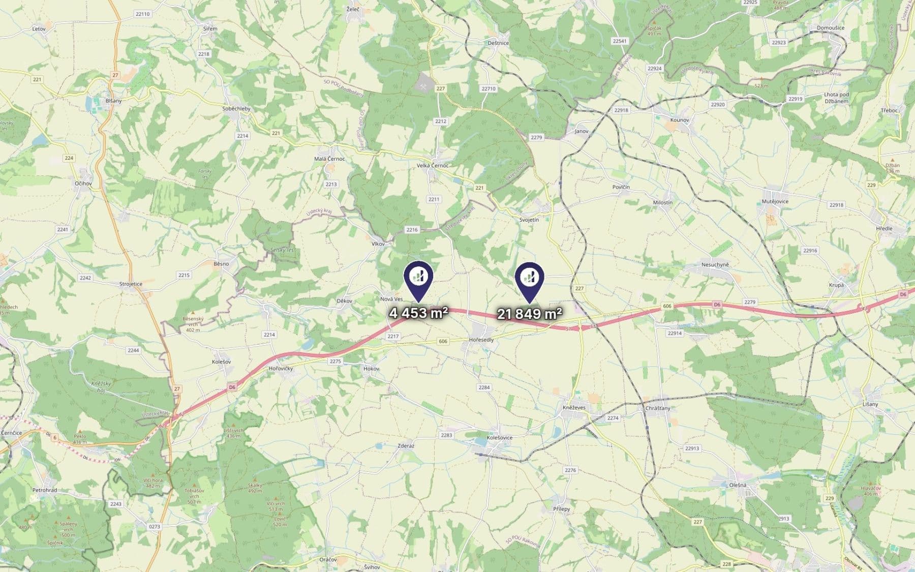 Prodej pozemku 26.302 m², Hořesedly, Středočeský kraj Prodej pozemku 26.302 m², Hořesedly, Středočeský kraj