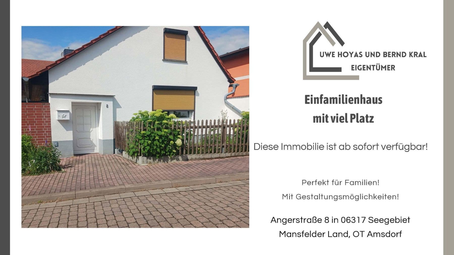 Prodej domu 100 m², pozemek 1.000 m², Angerstraße 08, Seegebiet Mansfelder Land, Sasko-Anhaltsko Prodej domu 100 m², pozemek 1.000 m², Angerstraße 08, Seegebiet Mansfelder Land, Sasko-Anhaltsko