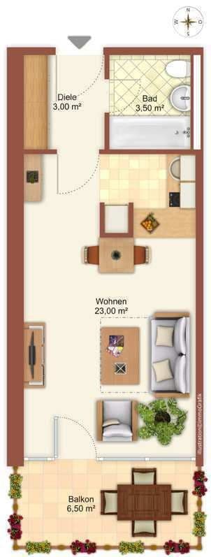 Pronájem bytu 1+1 33 m², München, Bavorsko Pronájem bytu 1+1 33 m², München, Bavorsko