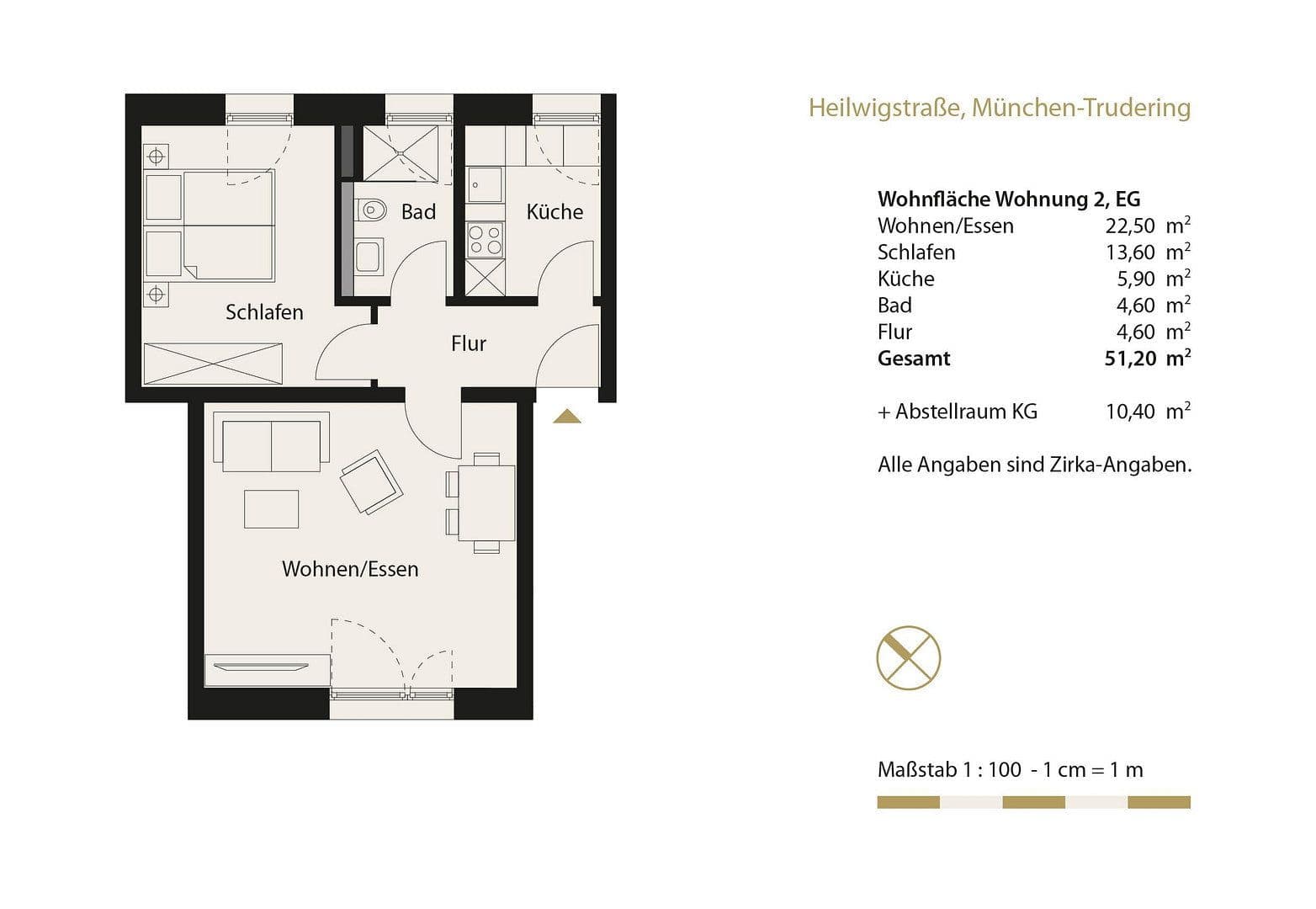 Pronájem bytu 2+1 52 m², Heilwigstraße 19, München-Trudering, Bavorsko Pronájem bytu 2+1 52 m², Heilwigstraße 19, München-Trudering, Bavorsko