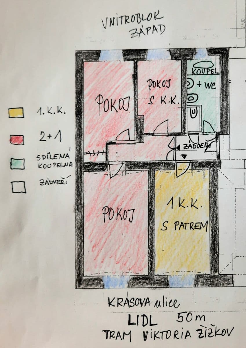 Pronájem bytu 2+1 65 m², Krásova, Praha, Praha Pronájem bytu 2+1 65 m², Krásova, Praha, Praha