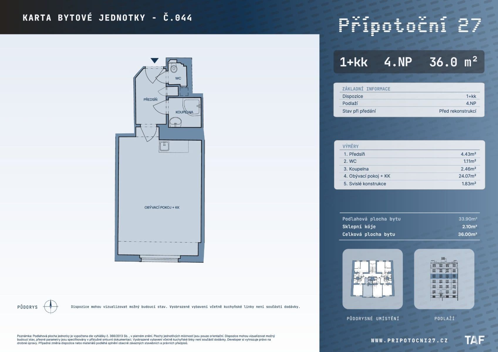 Prodej bytu 1+kk 34 m², Přípotoční, Praha, Praha Prodej bytu 1+kk 34 m², Přípotoční, Praha, Praha