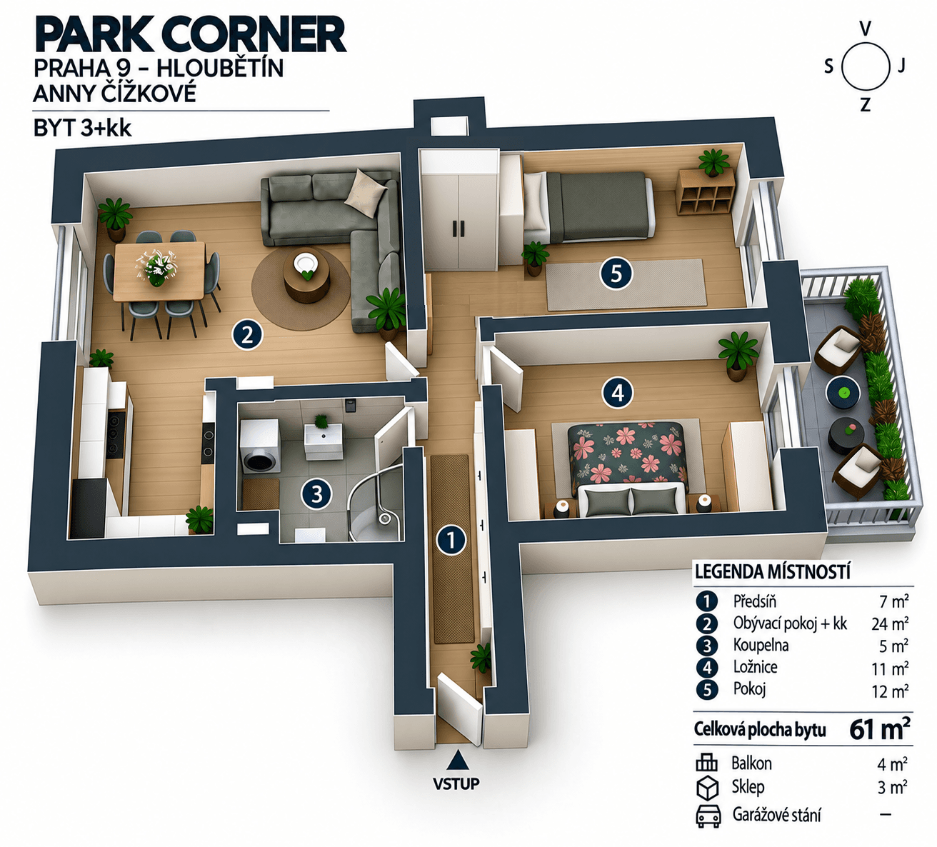 Pronájem bytu 3+kk 61 m², Anny Čížkové, Praha, Praha Pronájem bytu 3+kk 61 m², Anny Čížkové, Praha, Praha