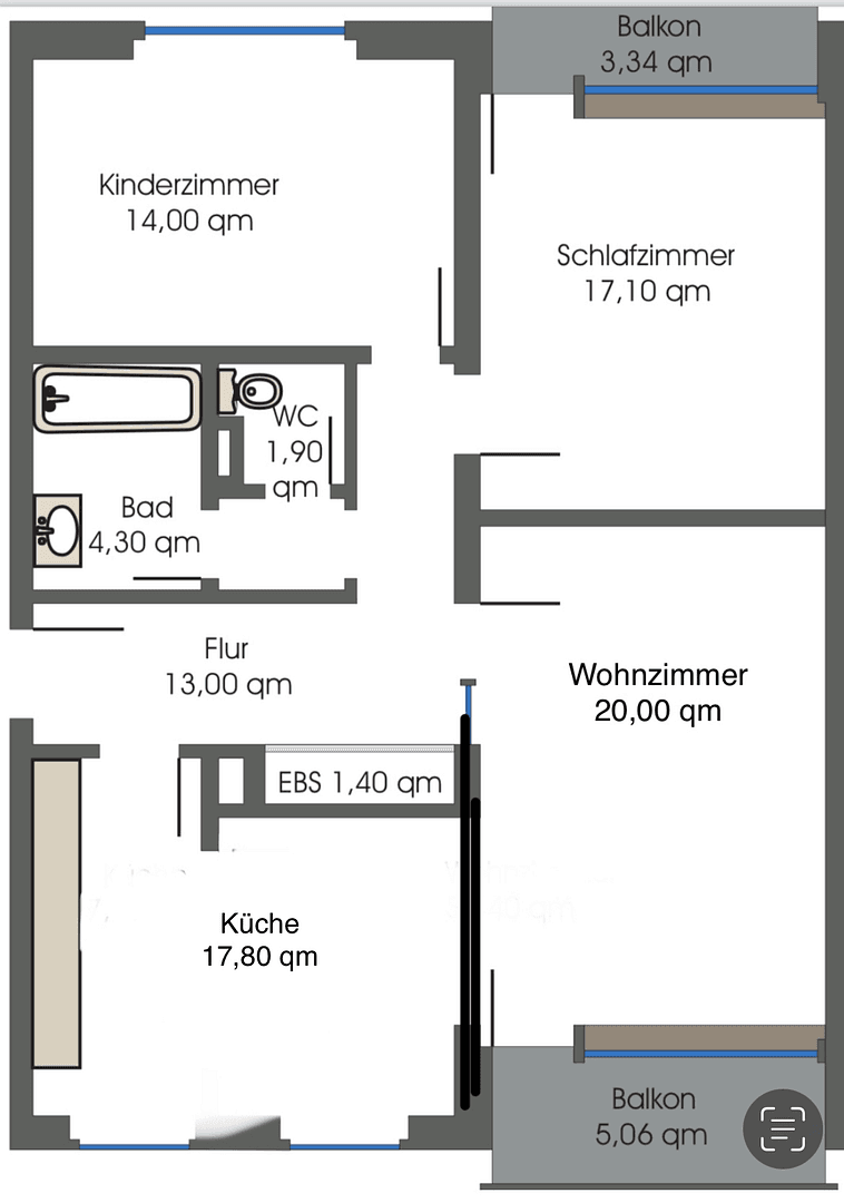 Pronájem bytu 3+1 92 m², Königsberger Str. 160, Münster - Coerde, Severní Porýní-Vestfálsko Pronájem bytu 3+1 92 m², Königsberger Str. 160, Münster - Coerde, Severní Porýní-Vestfálsko