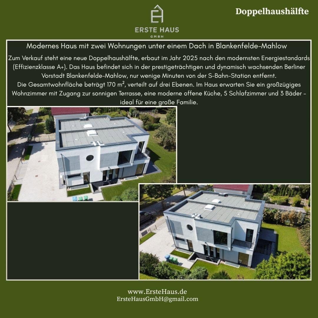 Prodej domu 170 m², pozemek 508 m², Rembrandtstraße 67, Blankenfelde-Mahlow, Braniborsko Prodej domu 170 m², pozemek 508 m², Rembrandtstraße 67, Blankenfelde-Mahlow, Braniborsko
