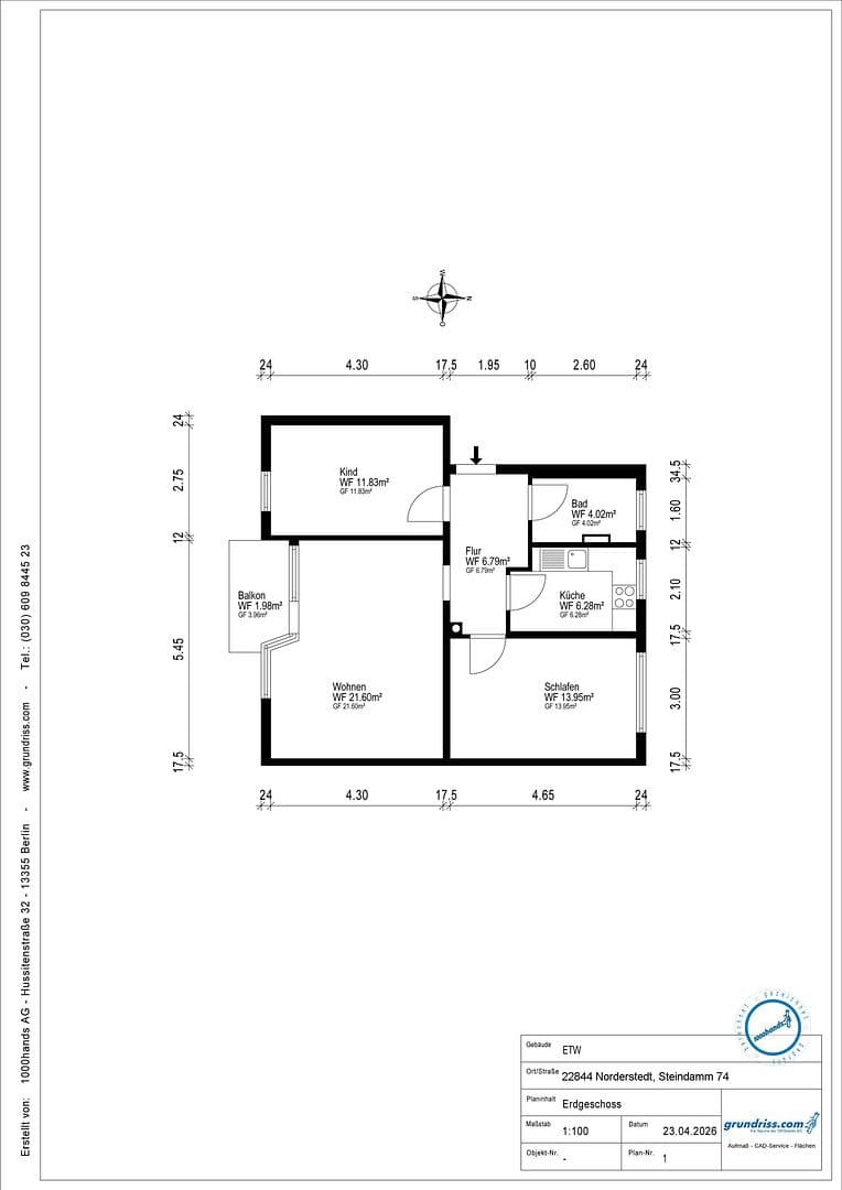 Prodej bytu 3+1 66 m², Steindamm 74, Norderstedt, Šlesvicko-Holštýnsko Prodej bytu 3+1 66 m², Steindamm 74, Norderstedt, Šlesvicko-Holštýnsko