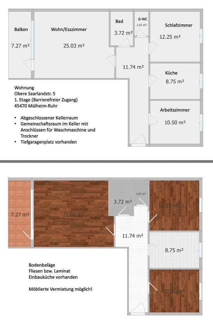 Pronájem bytu 3+kk 81 m², Obere Saarlandstrasse 5, Mülheim an der Ruhr, Severní Porýní-Vestfálsko Pronájem bytu 3+kk 81 m², Obere Saarlandstrasse 5, Mülheim an der Ruhr, Severní Porýní-Vestfálsko
