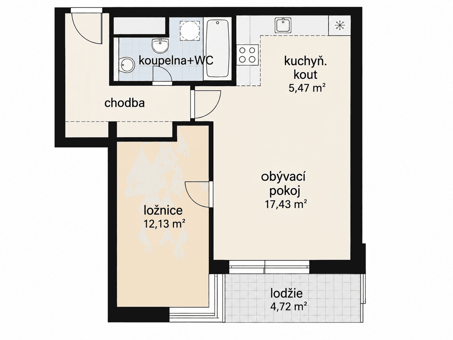 Pronájem bytu 2+kk 50 m², Hnězdenská, Praha, Praha Pronájem bytu 2+kk 50 m², Hnězdenská, Praha, Praha