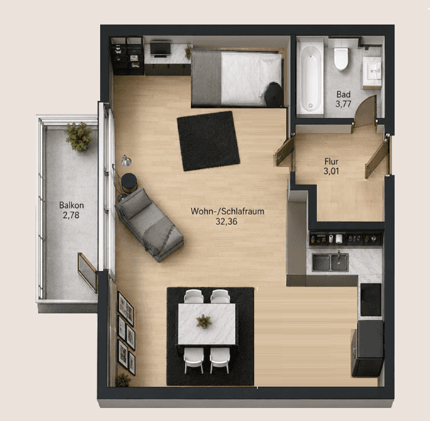 Pronájem bytu 1+1 47 m², Simonstr. 8, Fürth, Bavorsko Pronájem bytu 1+1 47 m², Simonstr. 8, Fürth, Bavorsko