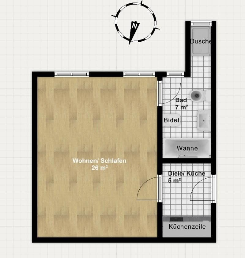 Pronájem bytu 1+1 38 m², Wuppertal, Severní Porýní-Vestfálsko Pronájem bytu 1+1 38 m², Wuppertal, Severní Porýní-Vestfálsko