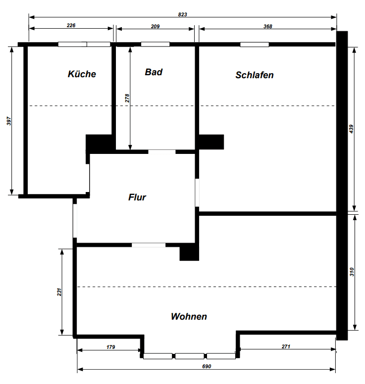 Pronájem bytu 2+1 50 m², Wiprechtstraße 38, Borna, Sasko Pronájem bytu 2+1 50 m², Wiprechtstraße 38, Borna, Sasko
