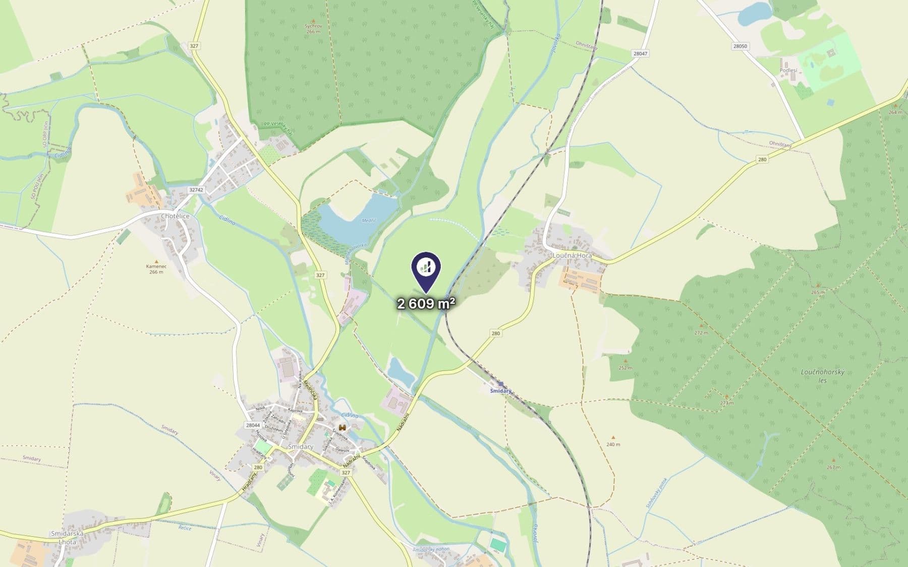 Prodej pozemku 1.305 m², Smidary, Královéhradecký kraj Prodej pozemku 1.305 m², Smidary, Královéhradecký kraj
