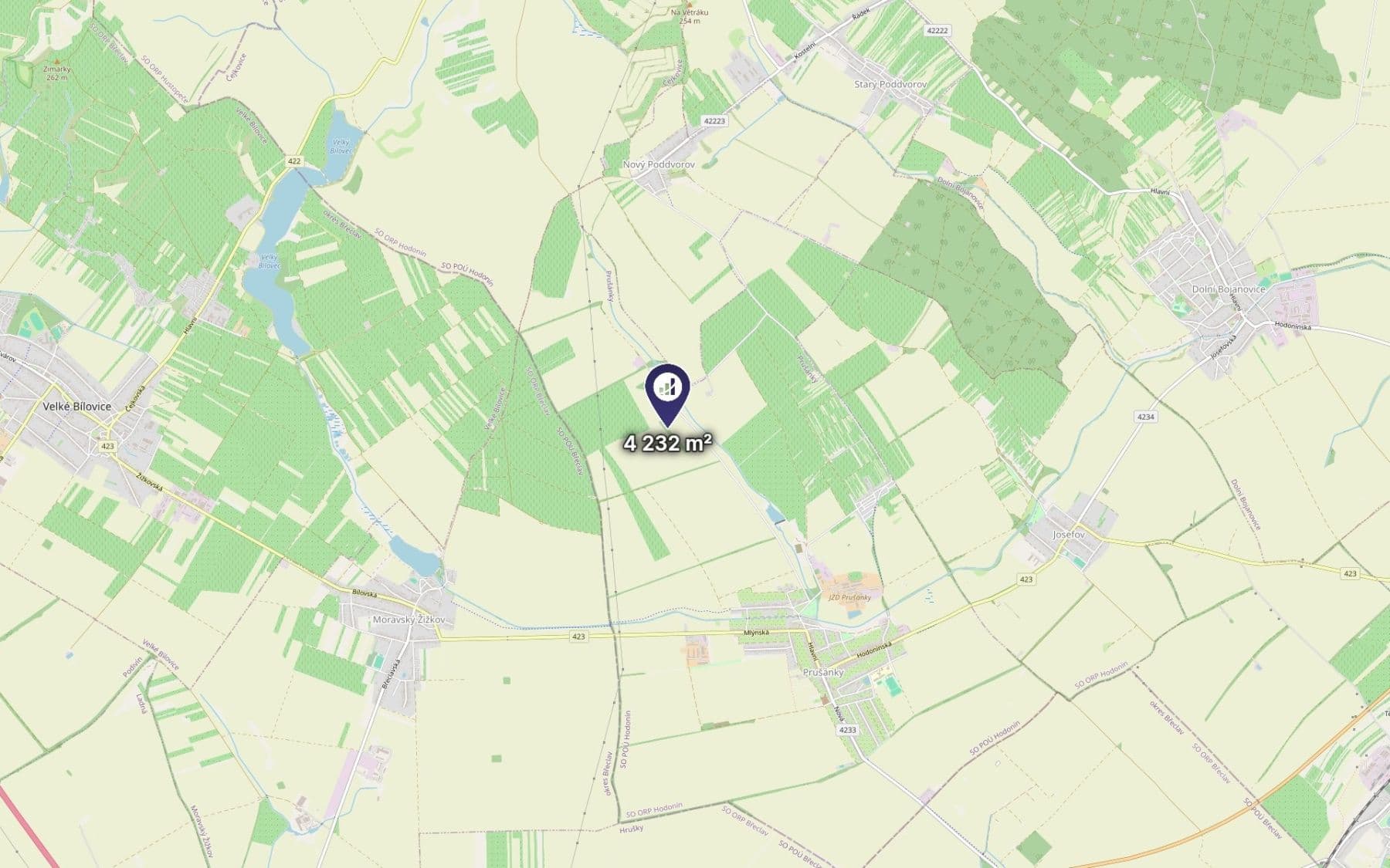 Prodej pozemku 4.232 m², Prušánky, Jihomoravský kraj Prodej pozemku 4.232 m², Prušánky, Jihomoravský kraj