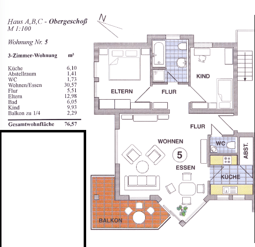 Pronájem bytu 3+1 77 m², Feldstr. 1b, Gerstungen, Durynsko Pronájem bytu 3+1 77 m², Feldstr. 1b, Gerstungen, Durynsko