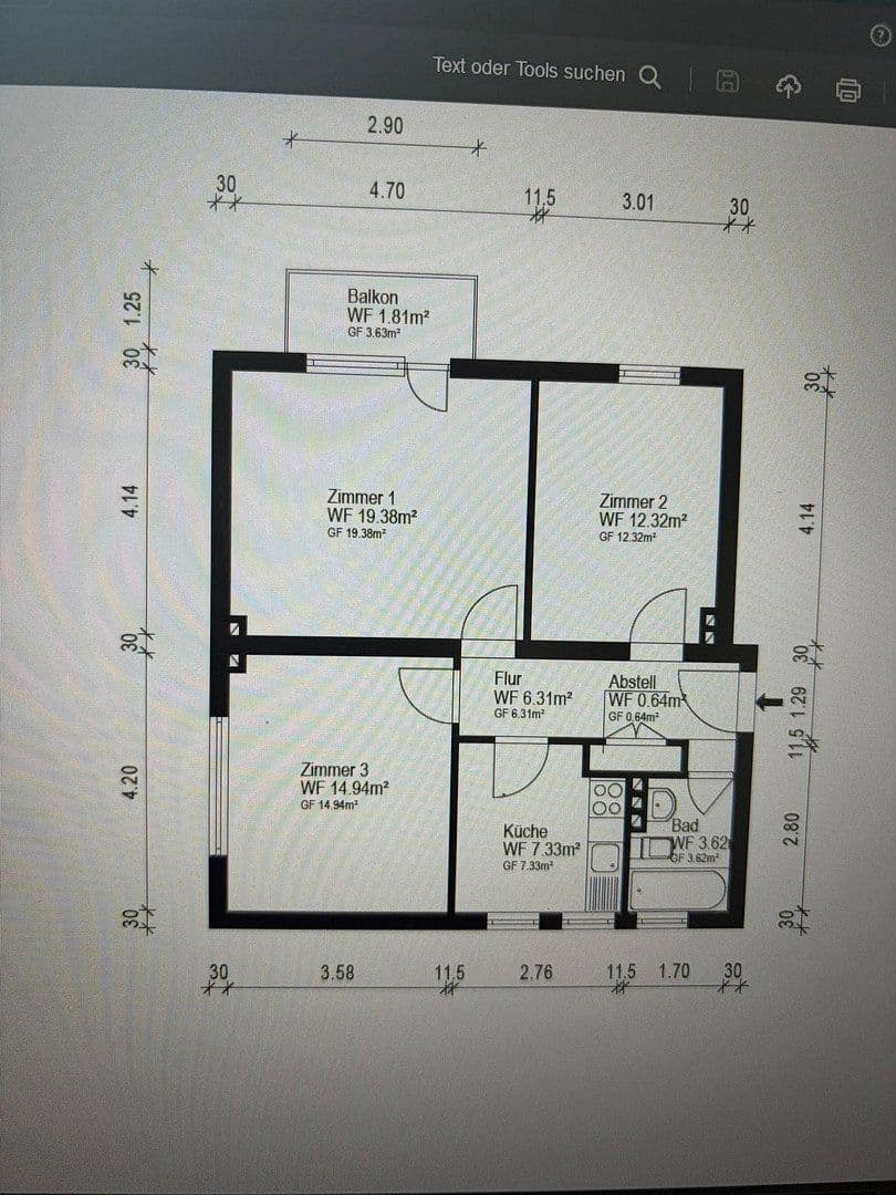 Pronájem bytu 3+1 66 m², Köln, Severní Porýní-Vestfálsko Pronájem bytu 3+1 66 m², Köln, Severní Porýní-Vestfálsko