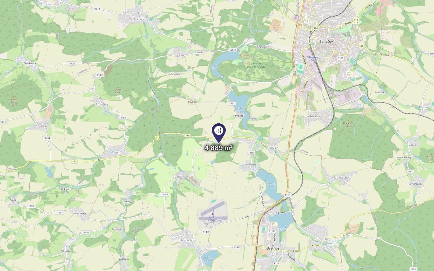 Prodej pozemku 4.889 m², Bystřice, Středočeský kraj Prodej pozemku 4.889 m², Bystřice, Středočeský kraj