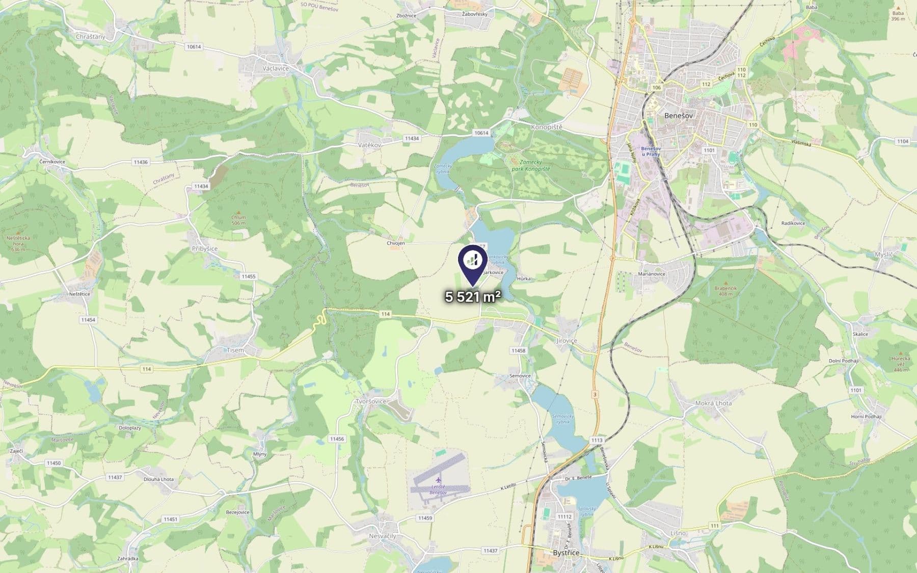 Prodej pozemku 5.521 m², Bystřice, Středočeský kraj Prodej pozemku 5.521 m², Bystřice, Středočeský kraj