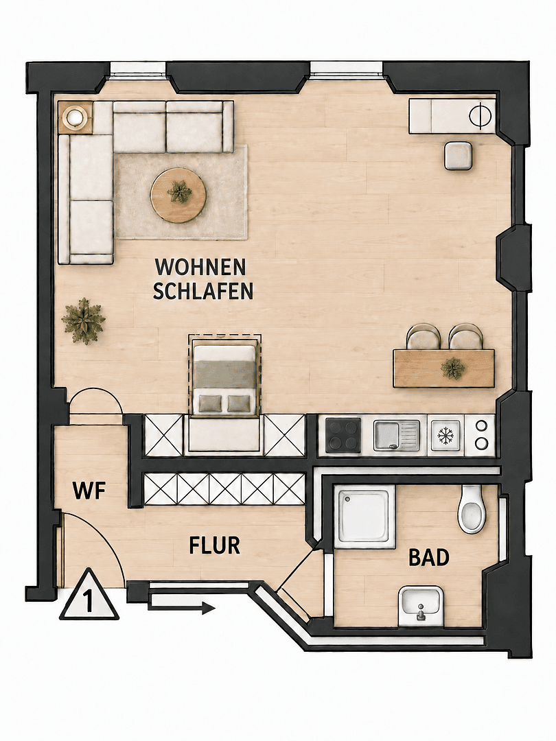 Prodej bytu 1+1 32 m², Bamberg, Bavorsko Prodej bytu 1+1 32 m², Bamberg, Bavorsko