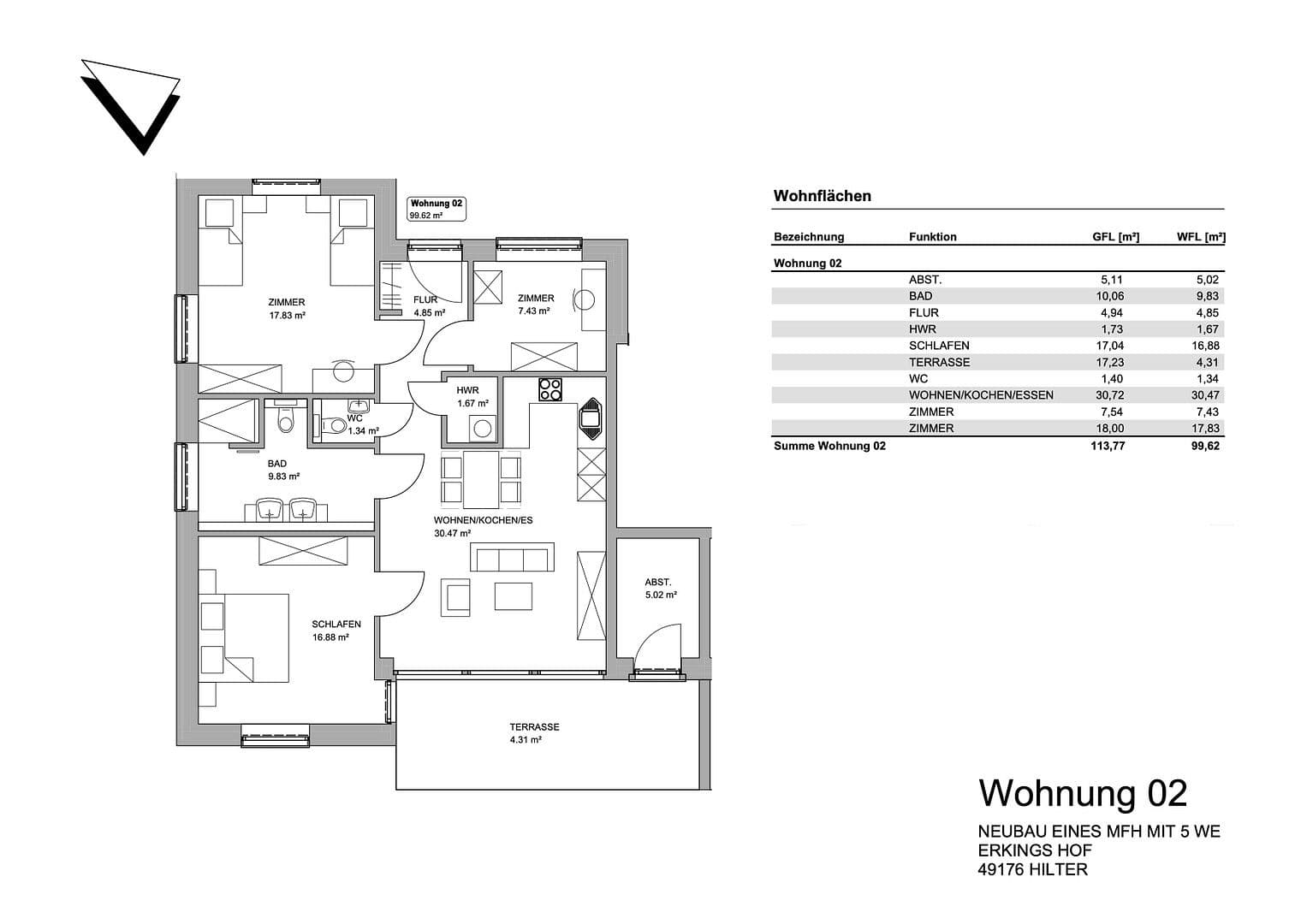 Prodej bytu 4+1 100 m², Erkings Hof 2, Hilter, Dolní Sasko Prodej bytu 4+1 100 m², Erkings Hof 2, Hilter, Dolní Sasko