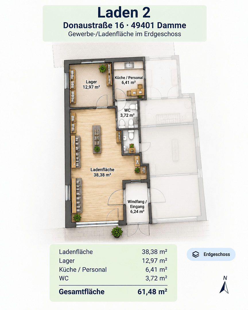 Pronájem kanceláře 65 m², Donaustraße 16, Damme, Dolní Sasko Pronájem kanceláře 65 m², Donaustraße 16, Damme, Dolní Sasko