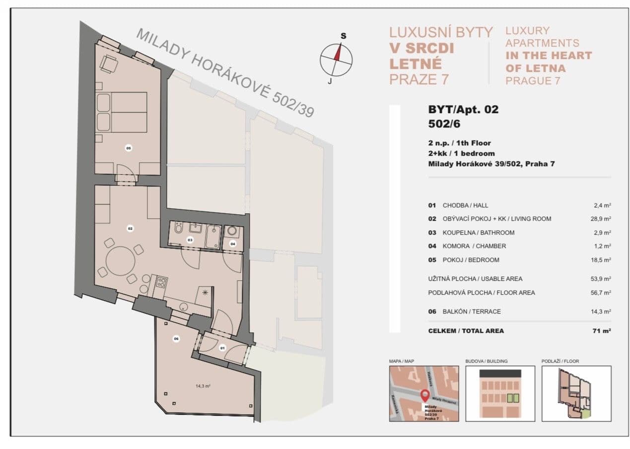 Pronájem bytu 2+kk 58 m², Milady Horákové, Praha, Praha Pronájem bytu 2+kk 58 m², Milady Horákové, Praha, Praha