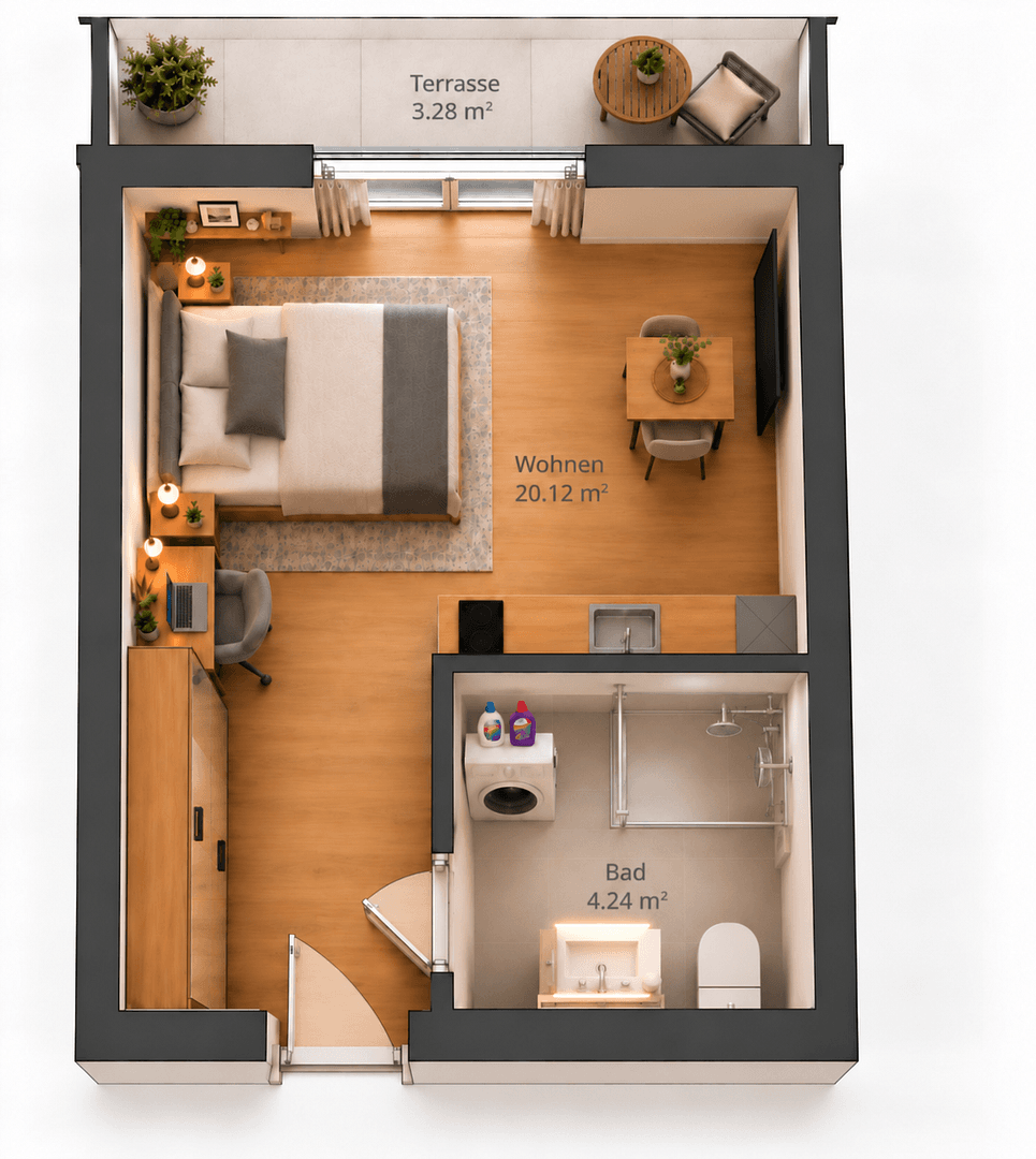 Pronájem bytu 1+1 28 m², Simmerlingweg 1, Passau, Bavorsko Pronájem bytu 1+1 28 m², Simmerlingweg 1, Passau, Bavorsko