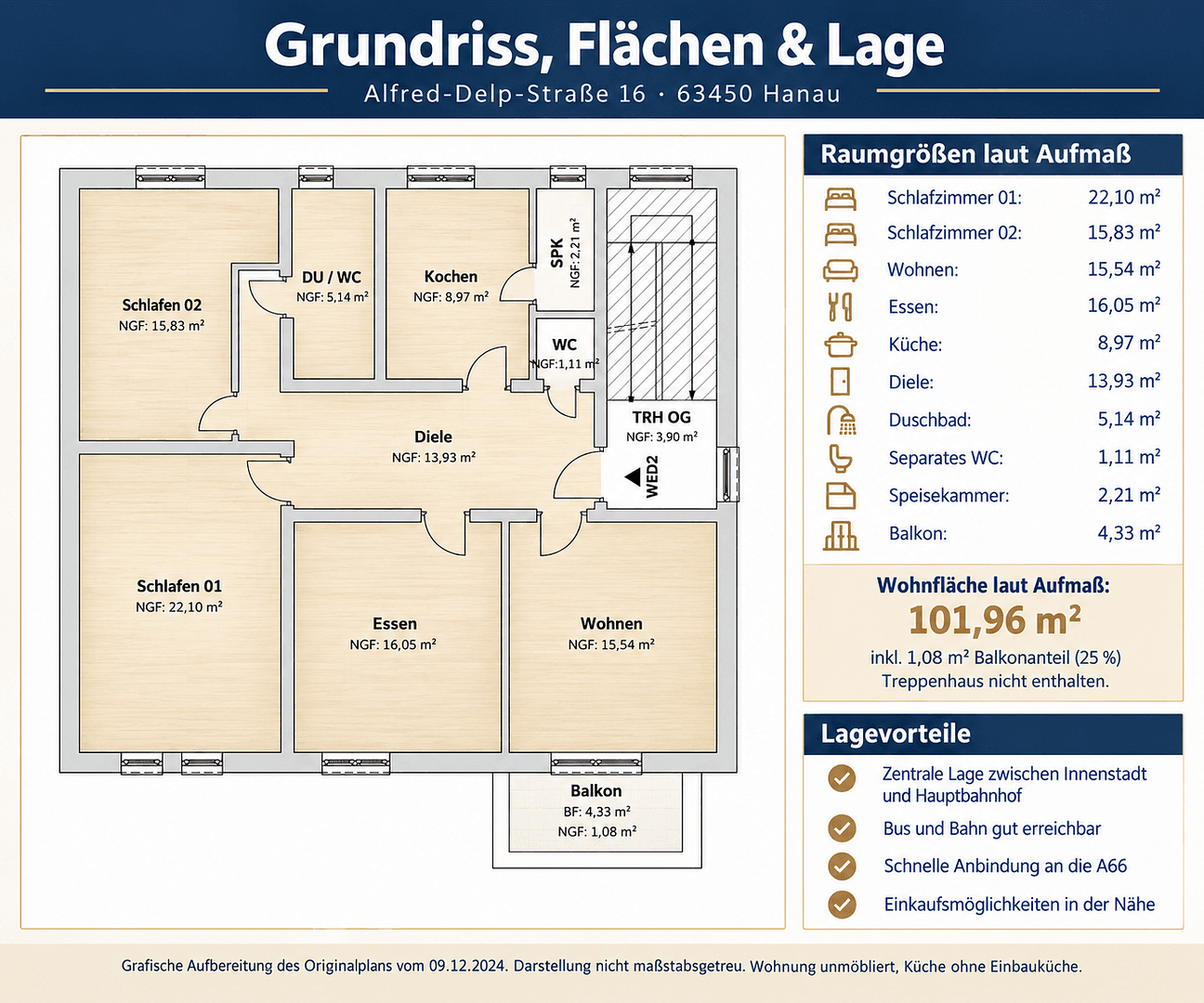 Pronájem bytu 4+1 102 m², Alfred-Delp-Straße 16, Hanau, Hessen Pronájem bytu 4+1 102 m², Alfred-Delp-Straße 16, Hanau, Hessen