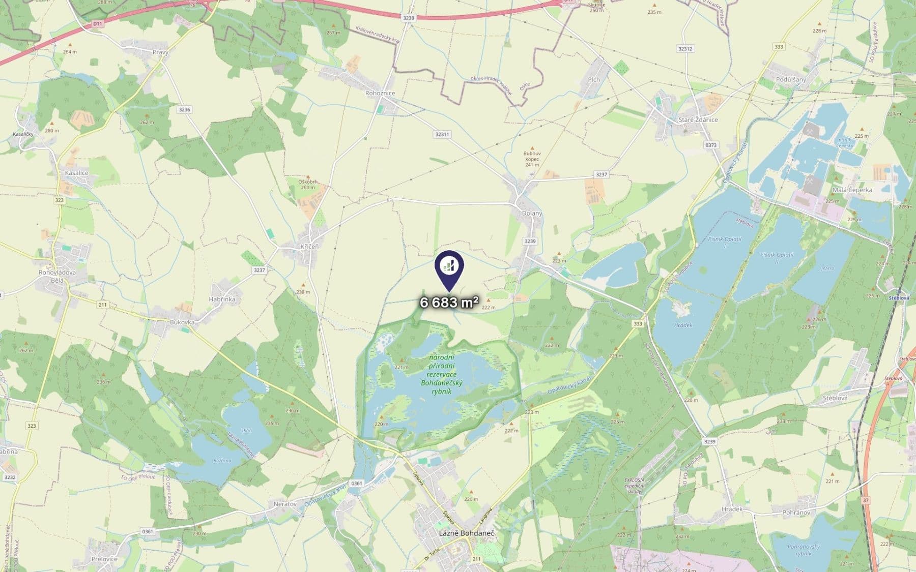 Prodej pozemku 1.671 m², Lázně Bohdaneč, Pardubický kraj Prodej pozemku 1.671 m², Lázně Bohdaneč, Pardubický kraj