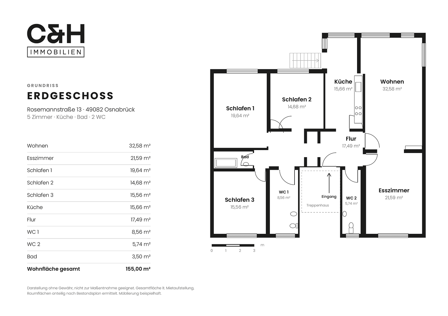 Pronájem bytu 4+1 150 m², Rosemannstraße 13, Osnabrück, Dolní Sasko Pronájem bytu 4+1 150 m², Rosemannstraße 13, Osnabrück, Dolní Sasko
