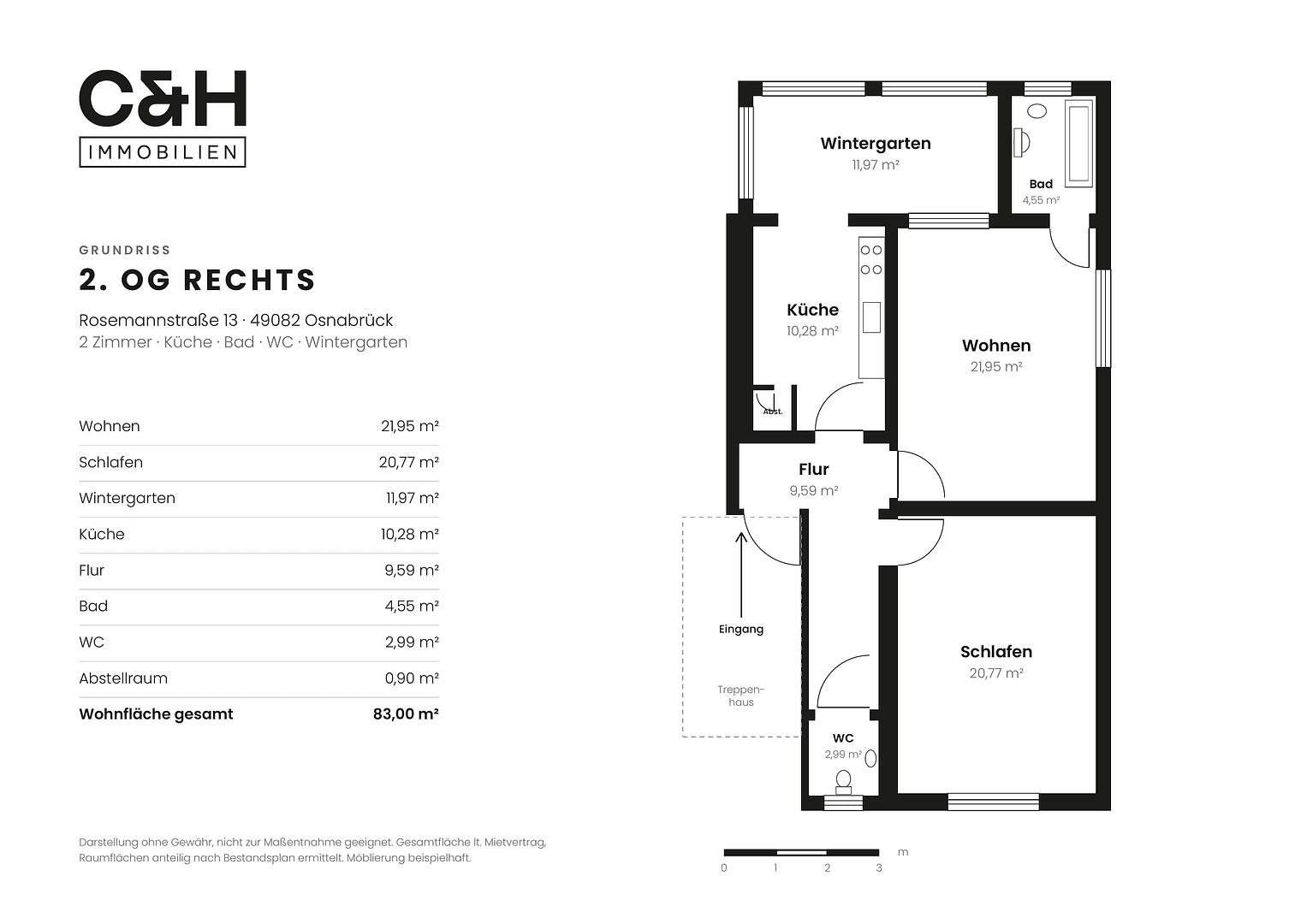 Pronájem bytu 2+1 83 m², Rosemannstraße 13, Osnabrück, Dolní Sasko Pronájem bytu 2+1 83 m², Rosemannstraße 13, Osnabrück, Dolní Sasko