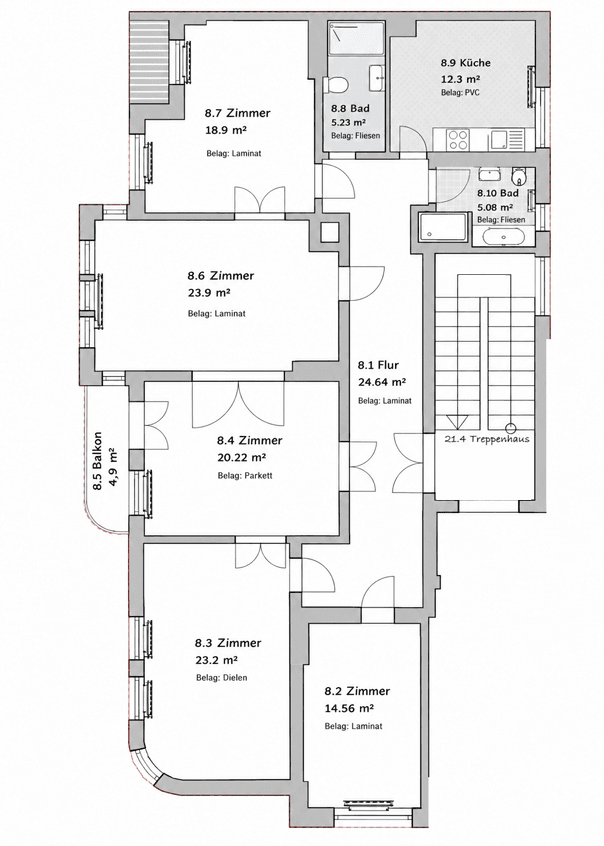 Pronájem bytu 5+1 150 m², Paracelsusstraße 2c, Halle (Saale), Sasko-Anhaltsko Pronájem bytu 5+1 150 m², Paracelsusstraße 2c, Halle (Saale), Sasko-Anhaltsko
