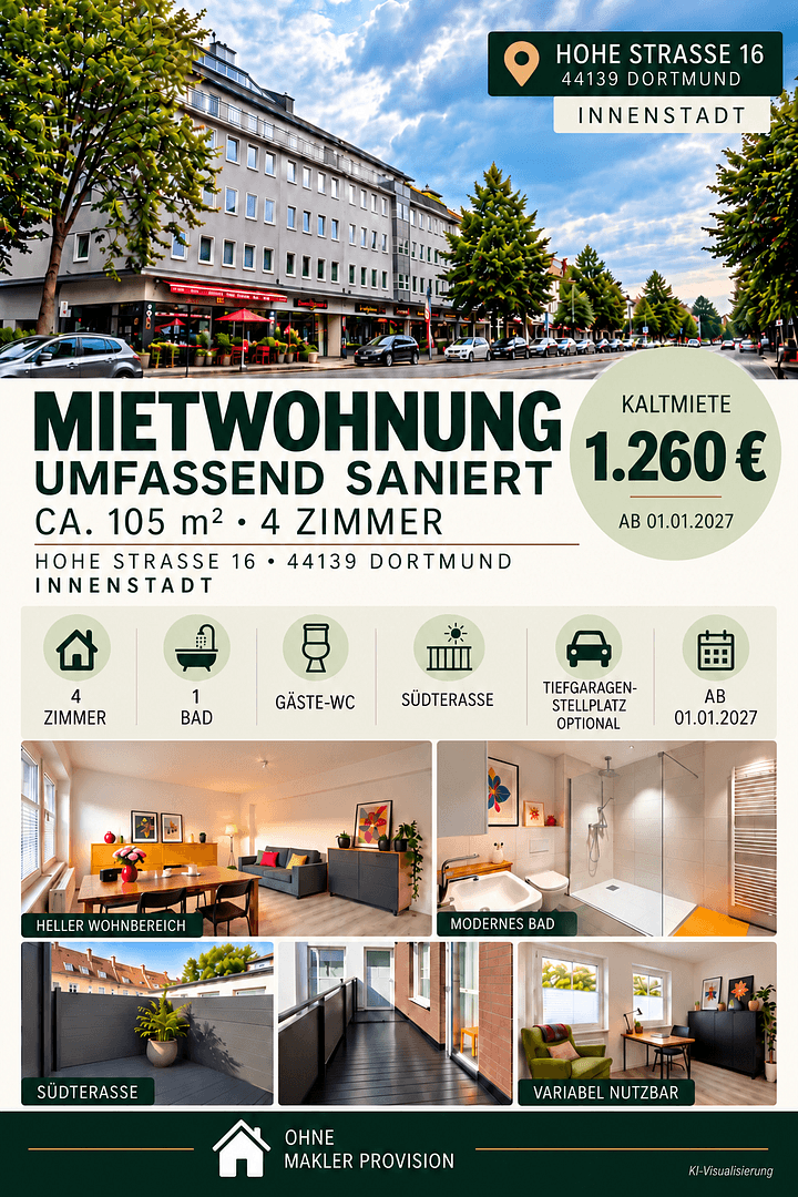 Pronájem bytu 4+1 105 m², Hohe Straße 16, Dortmund, Severní Porýní-Vestfálsko Pronájem bytu 4+1 105 m², Hohe Straße 16, Dortmund, Severní Porýní-Vestfálsko