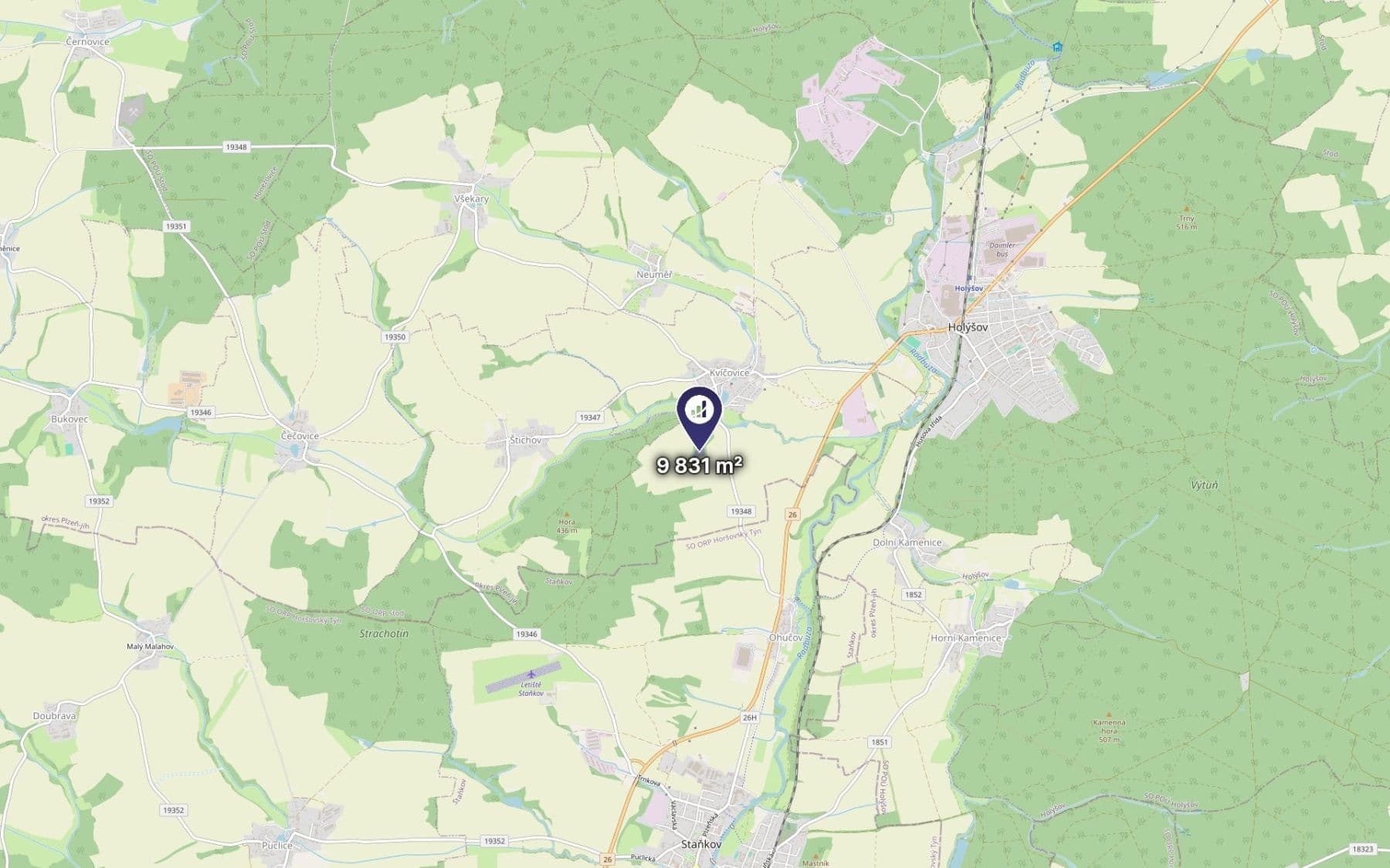 Prodej pozemku 3.277 m², Kvíčovice, Plzeňský kraj Prodej pozemku 3.277 m², Kvíčovice, Plzeňský kraj