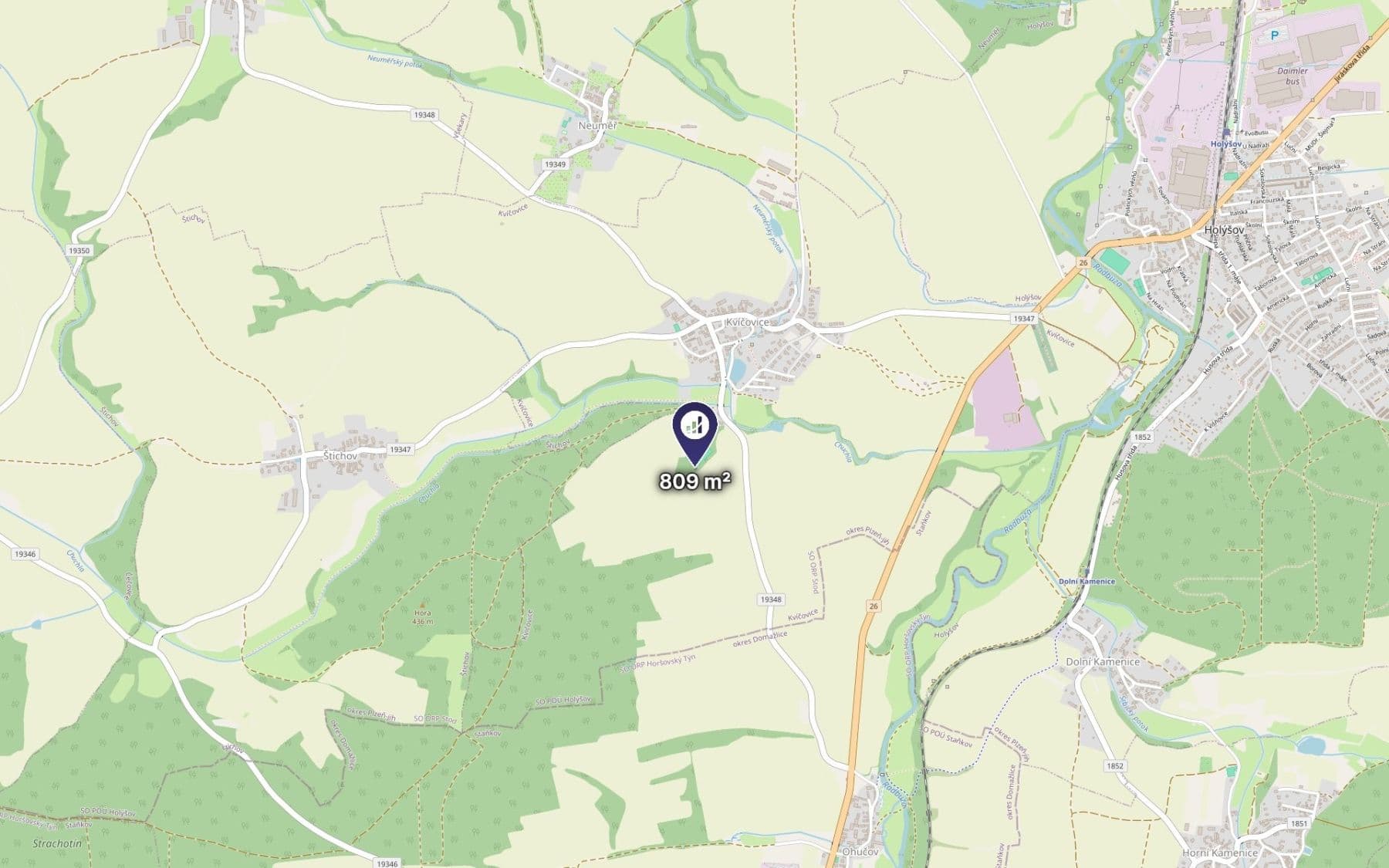 Prodej pozemku 270 m², Kvíčovice, Plzeňský kraj Prodej pozemku 270 m², Kvíčovice, Plzeňský kraj