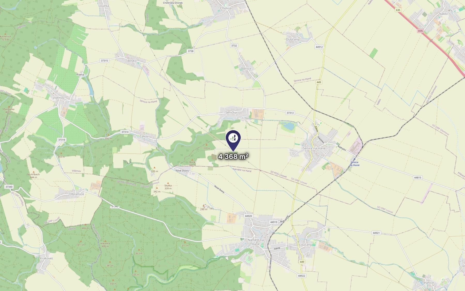 Prodej pozemku 2.184 m², Senice na Hané, Olomoucký kraj Prodej pozemku 2.184 m², Senice na Hané, Olomoucký kraj