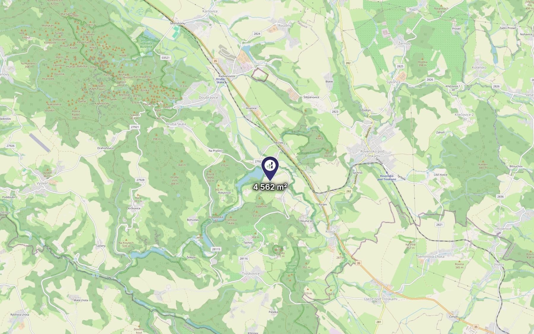 Prodej pozemku 4.562 m², Hrubá Skála, Liberecký kraj Prodej pozemku 4.562 m², Hrubá Skála, Liberecký kraj