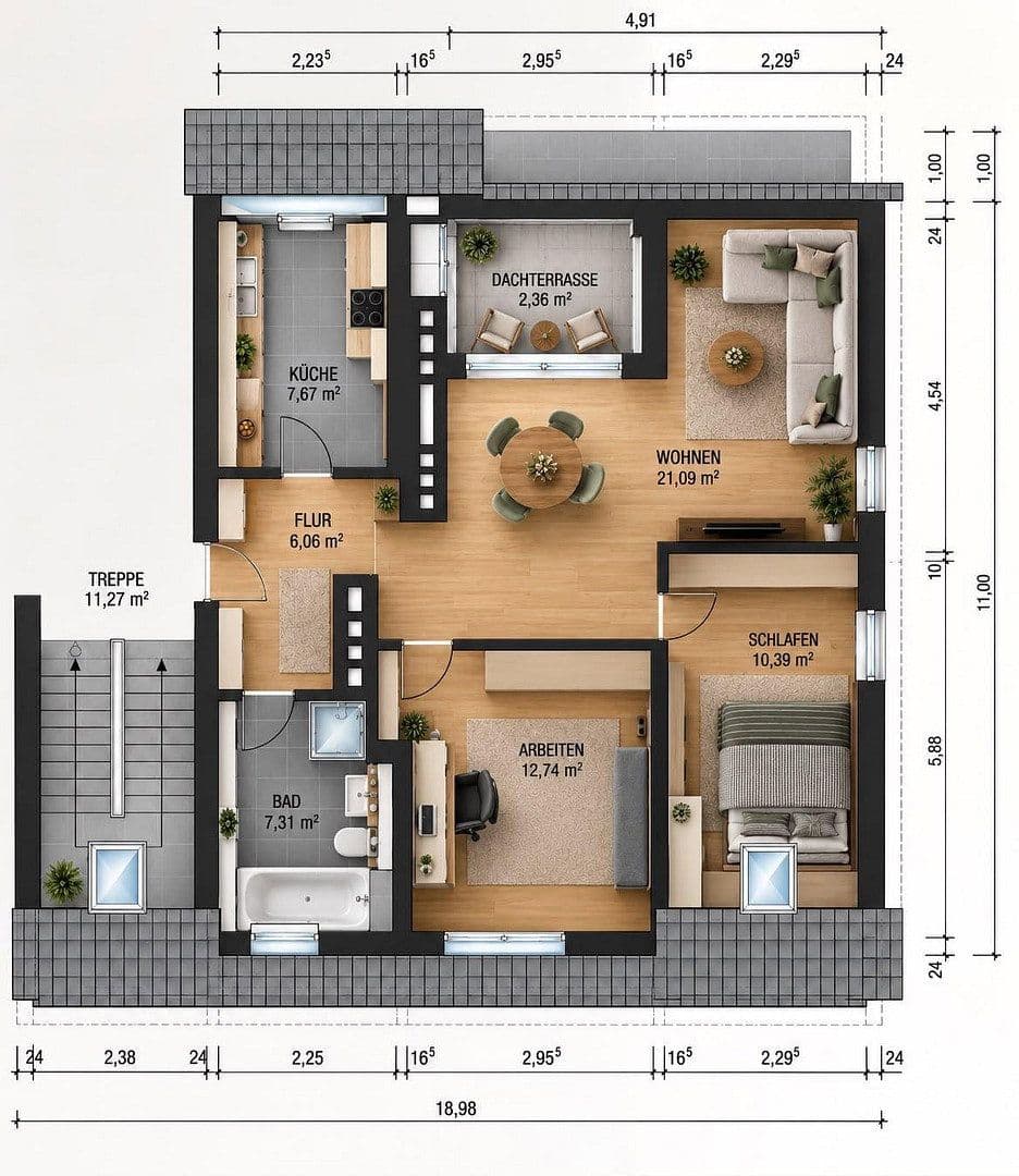 Pronájem bytu 3+1 67 m², Hannover, Dolní Sasko Pronájem bytu 3+1 67 m², Hannover, Dolní Sasko